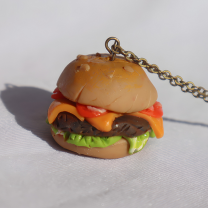 Collier mini hamburger - bijoux nourriture miniature