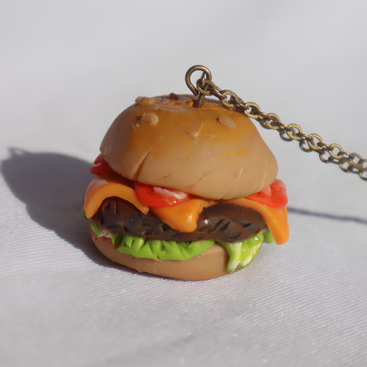 Collier mini hamburger - bijoux nourriture miniature