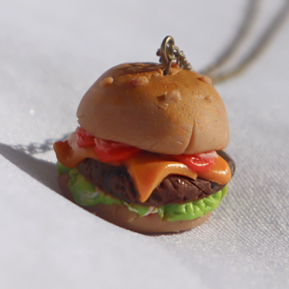Collier mini hamburger - bijoux nourriture miniature