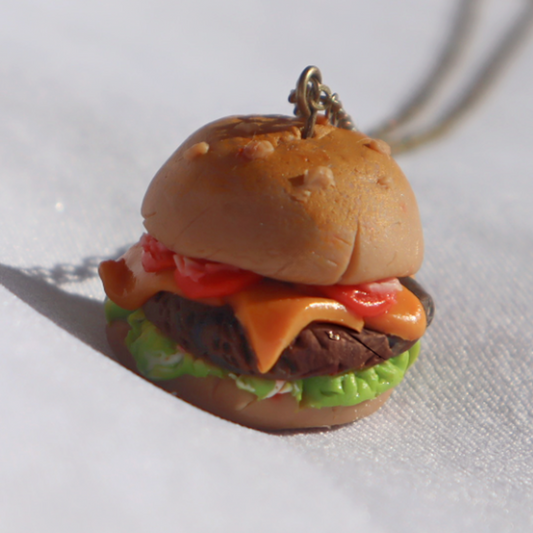 Collier mini hamburger - bijoux nourriture miniature